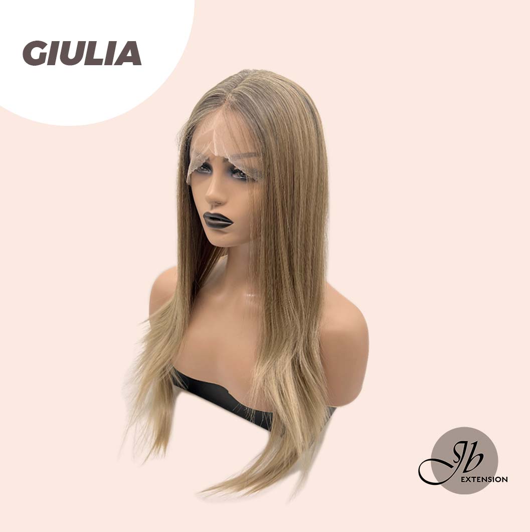 JBEXTENSION 26 Inches Straight Balayage Blonde With Dark Root Pre-Cut Frontlace Glueless Wig GIULIA (JULIA) FREE PARTING