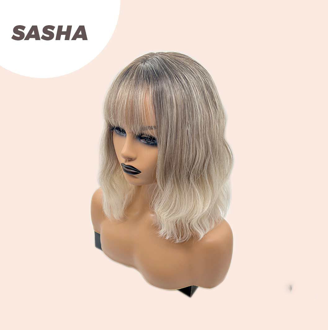 JBEXTENSION 14 Inches Short Hair Mix Blonde Balayage Body Wave Wig SASHA