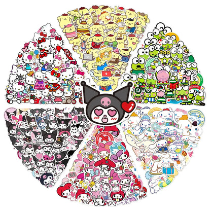 50pcs Sanrio Cartoon Stickers - Hello Kitty, Kuromi, My Melody