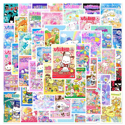 50pcs Sanrio Cartoon Stickers - Hello Kitty, Kuromi, My Melody