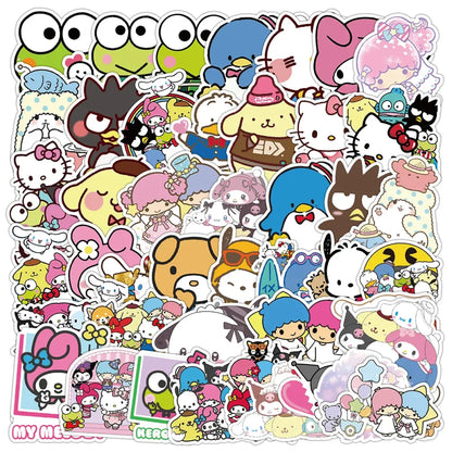 50pcs Sanrio Cartoon Stickers - Hello Kitty, Kuromi, My Melody