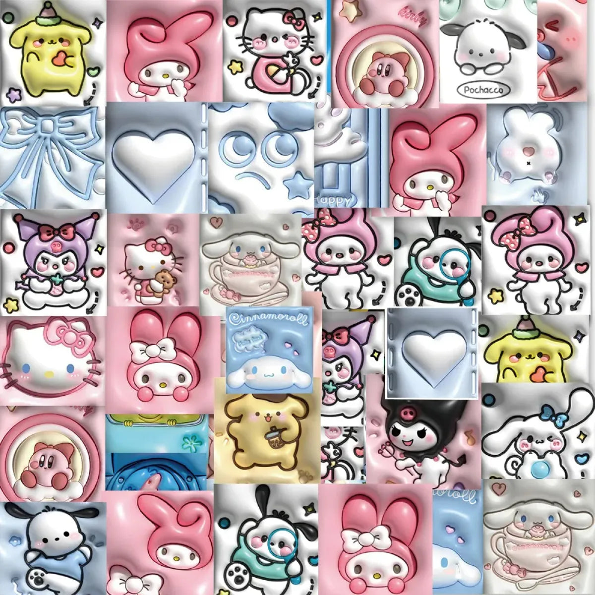 50pcs Sanrio Cartoon Stickers - Hello Kitty, Kuromi, My Melody