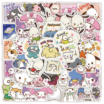50pcs Sanrio Cartoon Stickers - Hello Kitty, Kuromi, My Melody