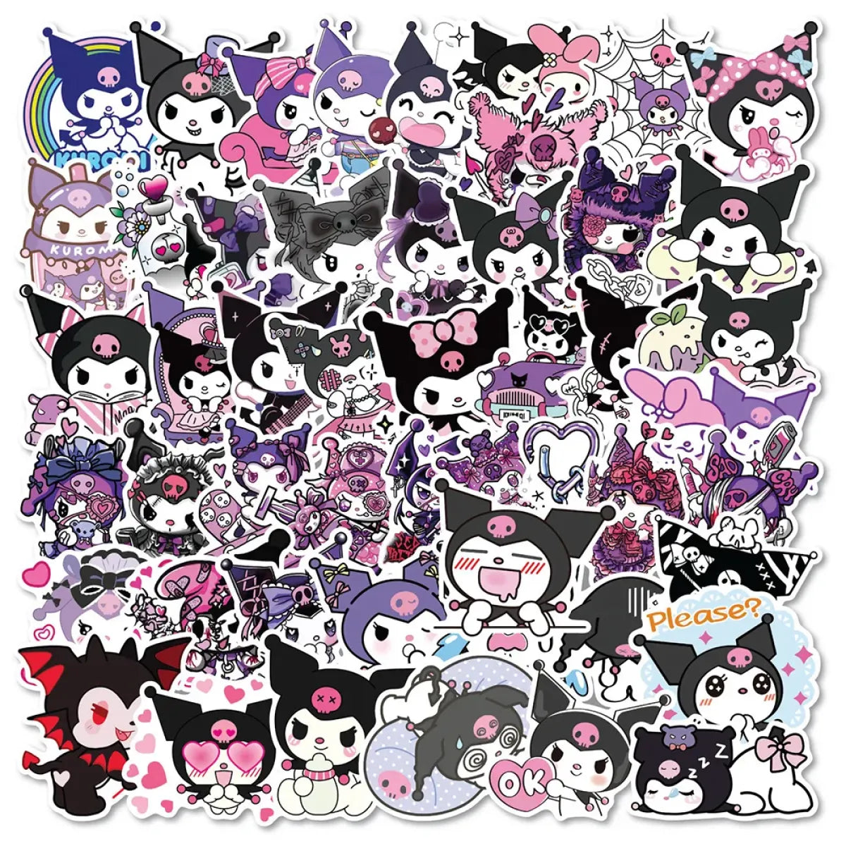 50pcs Sanrio Cartoon Stickers - Hello Kitty, Kuromi, My Melody