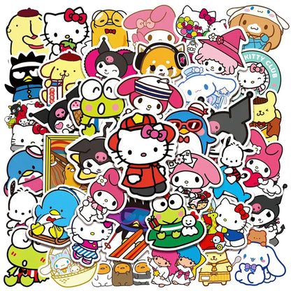 50pcs Sanrio Cartoon Stickers - Hello Kitty, Kuromi, My Melody