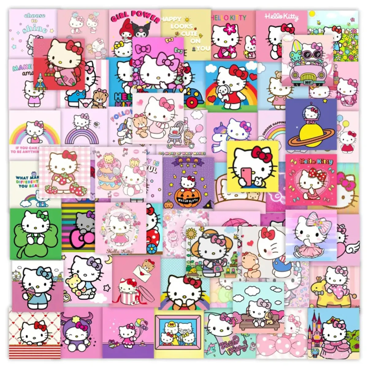 50pcs Sanrio Cartoon Stickers - Hello Kitty, Kuromi, My Melody