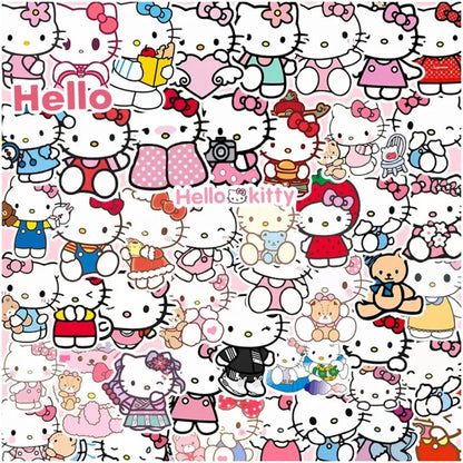 50pcs Sanrio Cartoon Stickers - Hello Kitty, Kuromi, My Melody