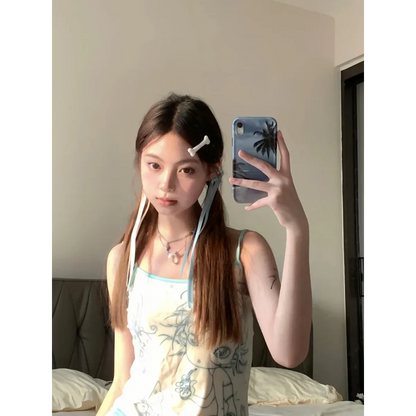 Aesthetic Sweet Tank Top - Sleeveless Japanese Cartoon Print