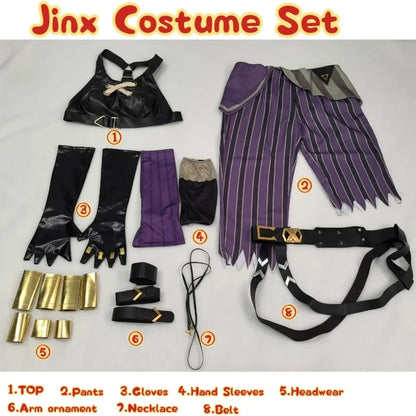 Arcane Jinx Cosplay Costume – LOL Season 2 Loli Outfit with Wig & Accessories