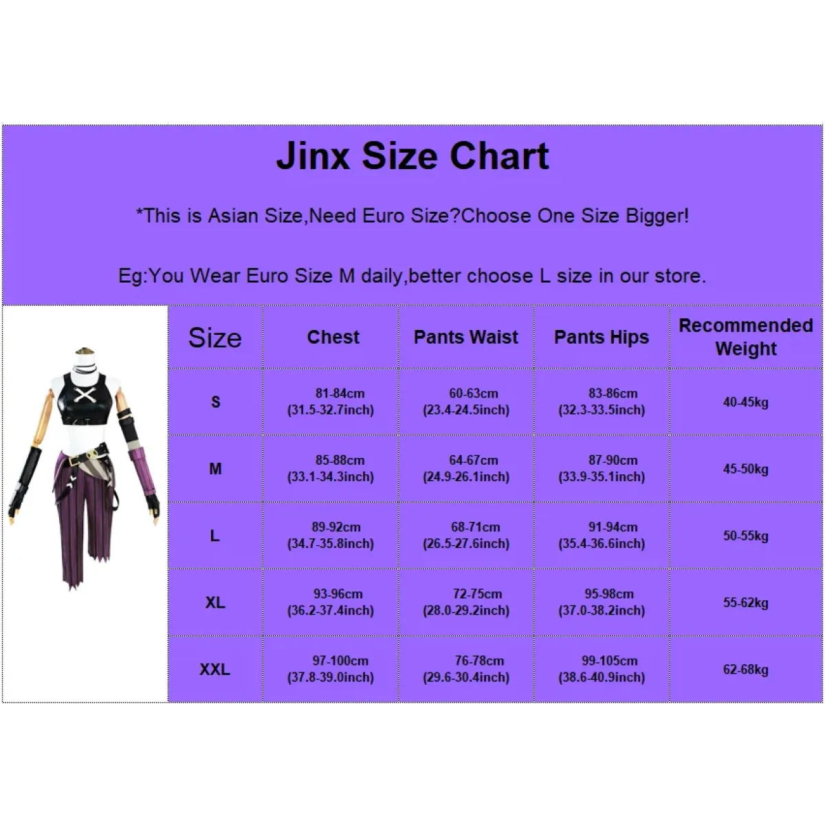 Arcane Jinx Cosplay Costume – LOL Season 2 Loli Outfit with Wig & Accessories