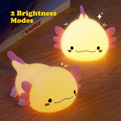 Axolotl Night Light – USB Rechargeable Silicone Touch Lamp