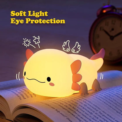 Axolotl Night Light – USB Rechargeable Silicone Touch Lamp