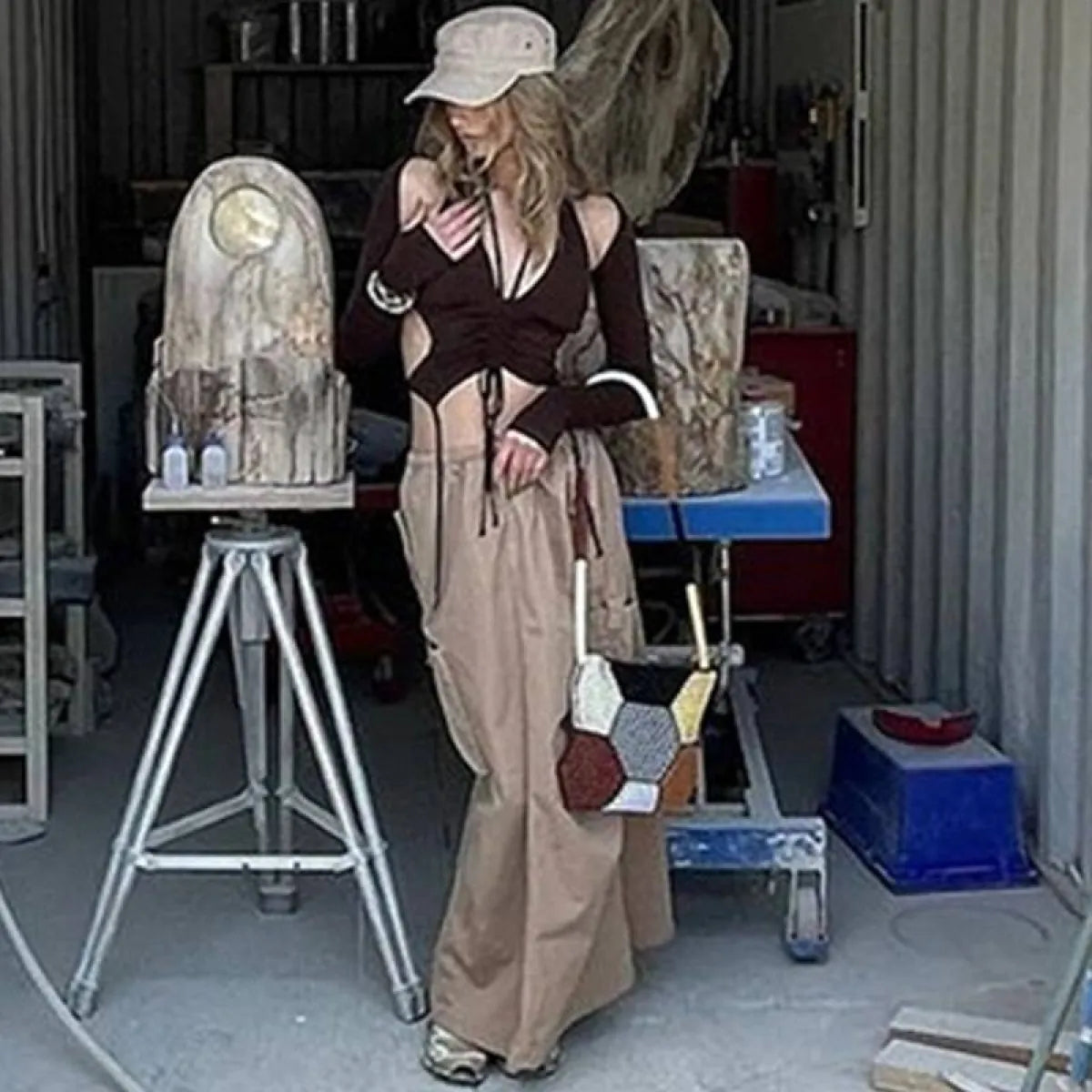 Backless Long Sleeve Crop Tops