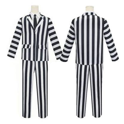 Beetlejuice Cosplay Suit – Black & White Striped Costume Set