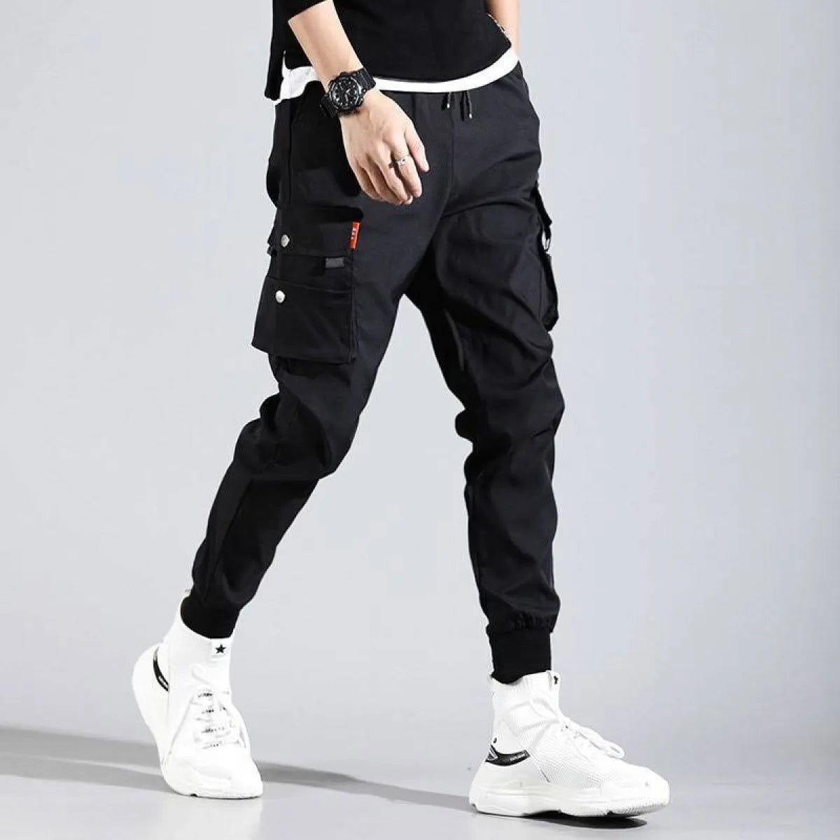 Black Harajuku Men's Pants with Pockets