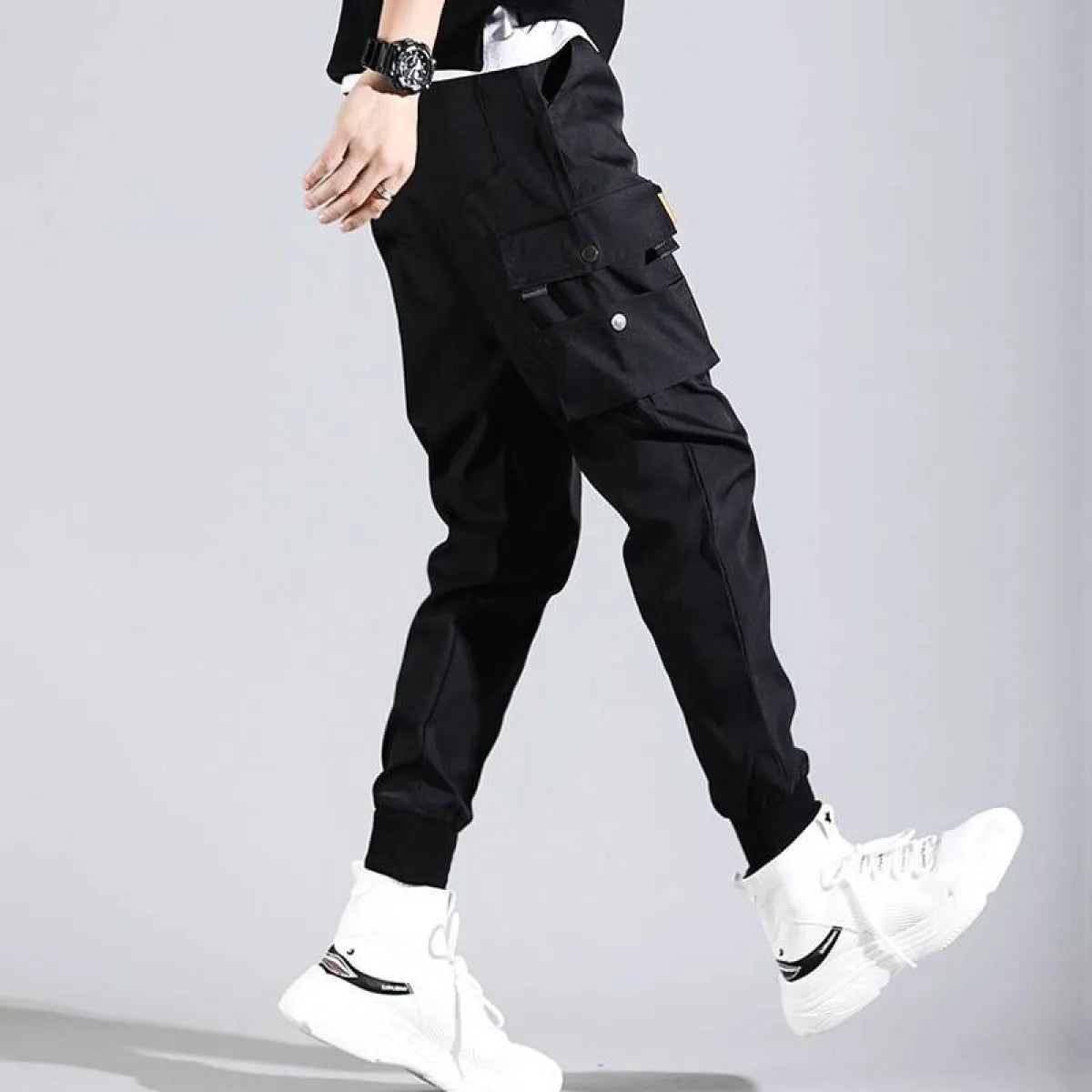 Black Harajuku Men's Pants with Pockets