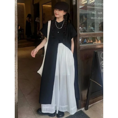 Black Oversized Kimono Shirt Dress – Gothic Casual Summer Style