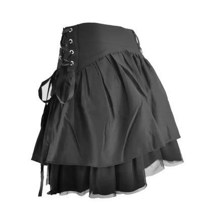 Black Retro Kawaii Skirt – Sweet Korean Streetwear Mini Skirt