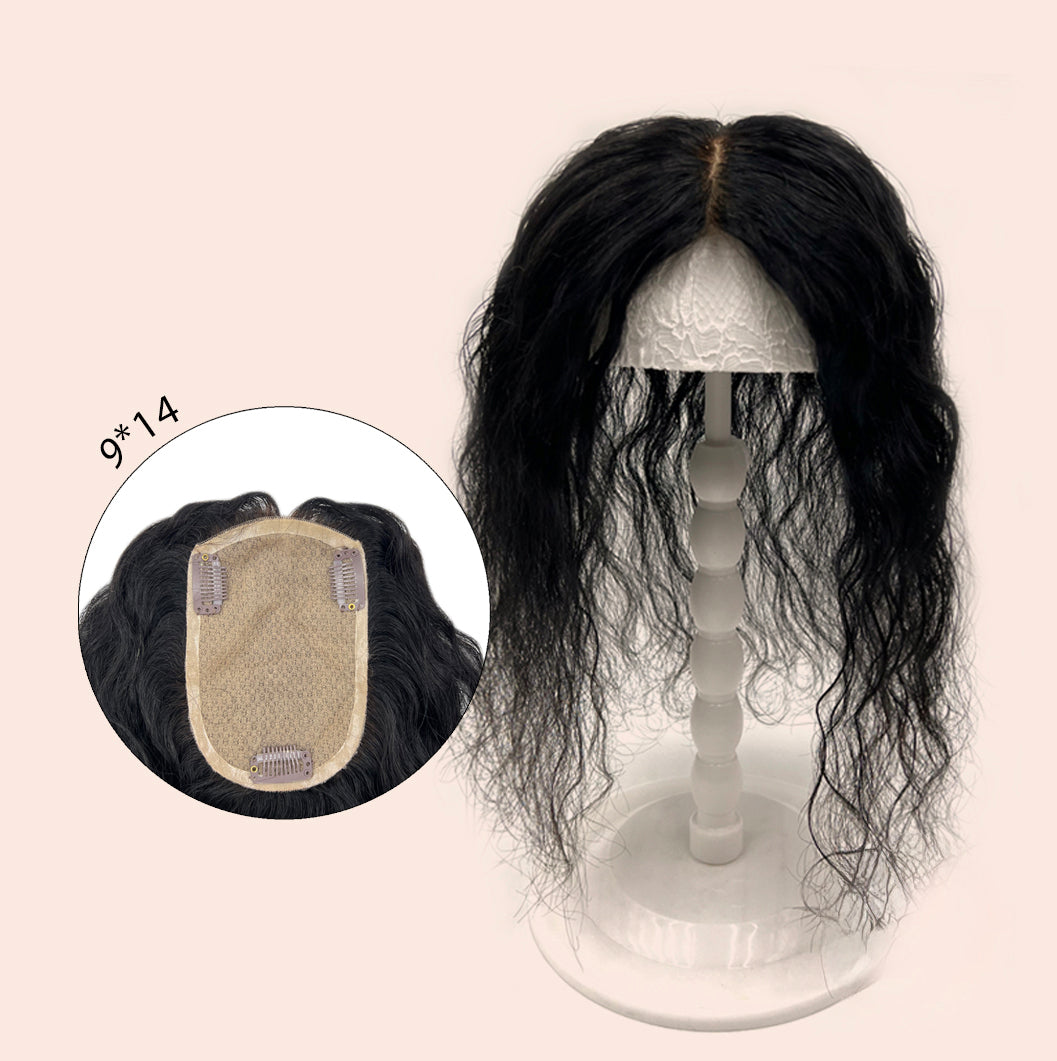 JBEXTENSION 10 Inches Natural Black Brown HUMAN HAIR WAVE TOPPER 9*14