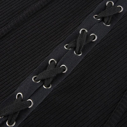 Black Tie Up Dress for Autumn