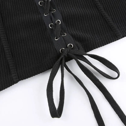 Black Tie Up Dress for Autumn