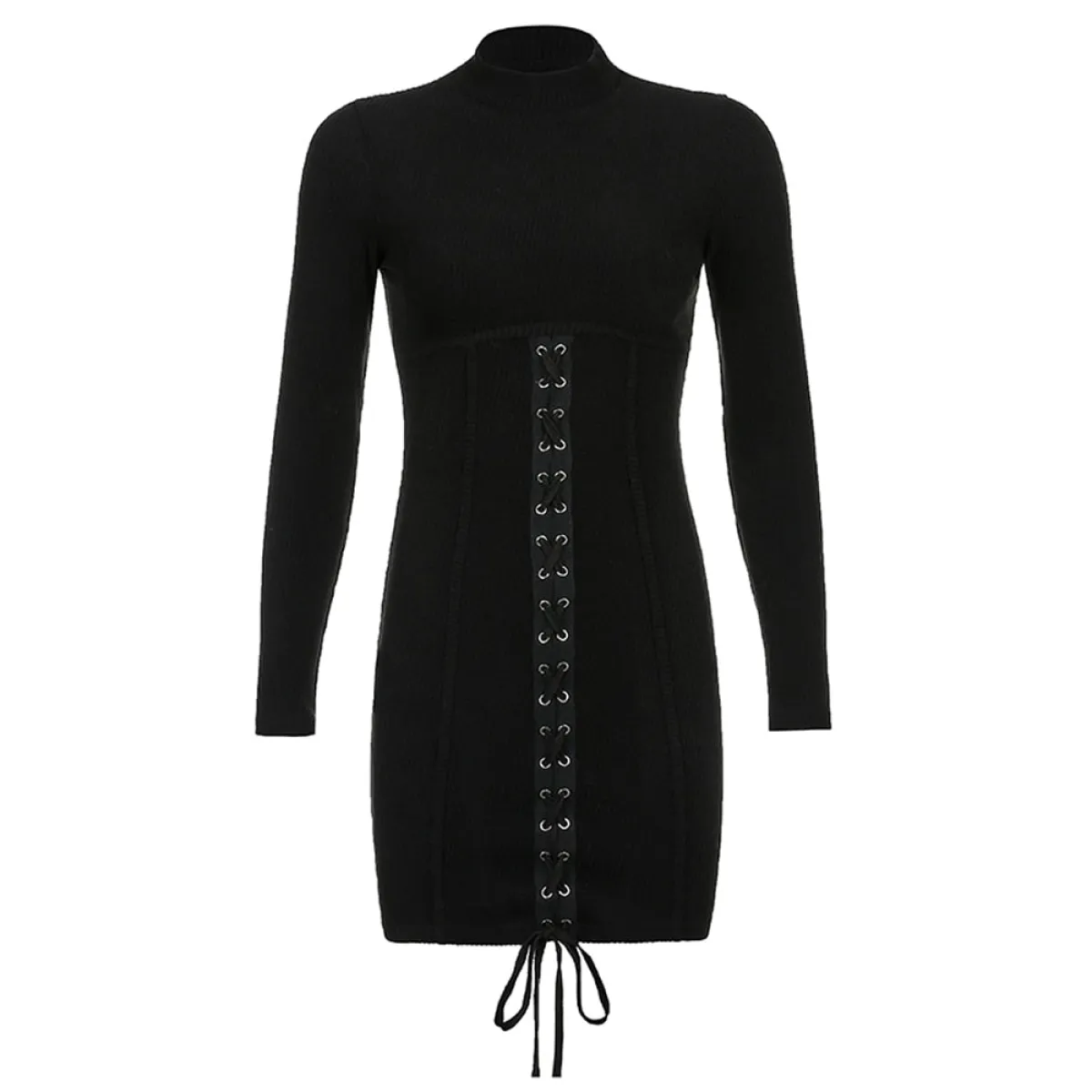 Black Tie Up Dress for Autumn