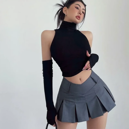 Bold Cutout Turtleneck Crop Top