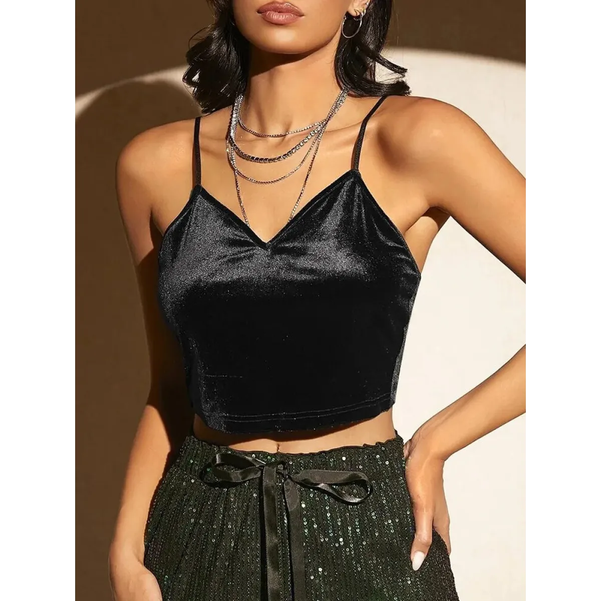 Butterfly Embroidery Mesh Velvet Cami