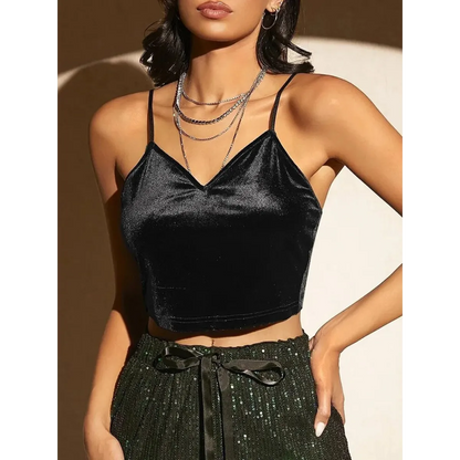 Butterfly Embroidery Mesh Velvet Cami