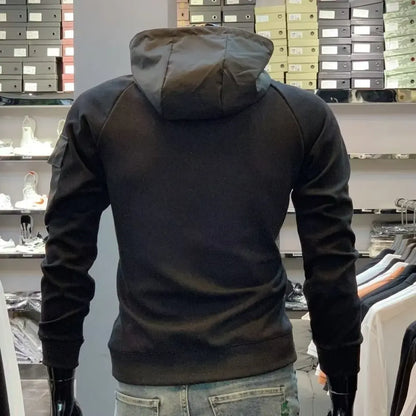 Buttoned Cargo Hoodie with Pockets