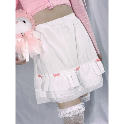 Cascading Ruffle Kawaii Skirt With Bow