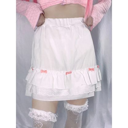 Cascading Ruffle Kawaii Skirt With Bow