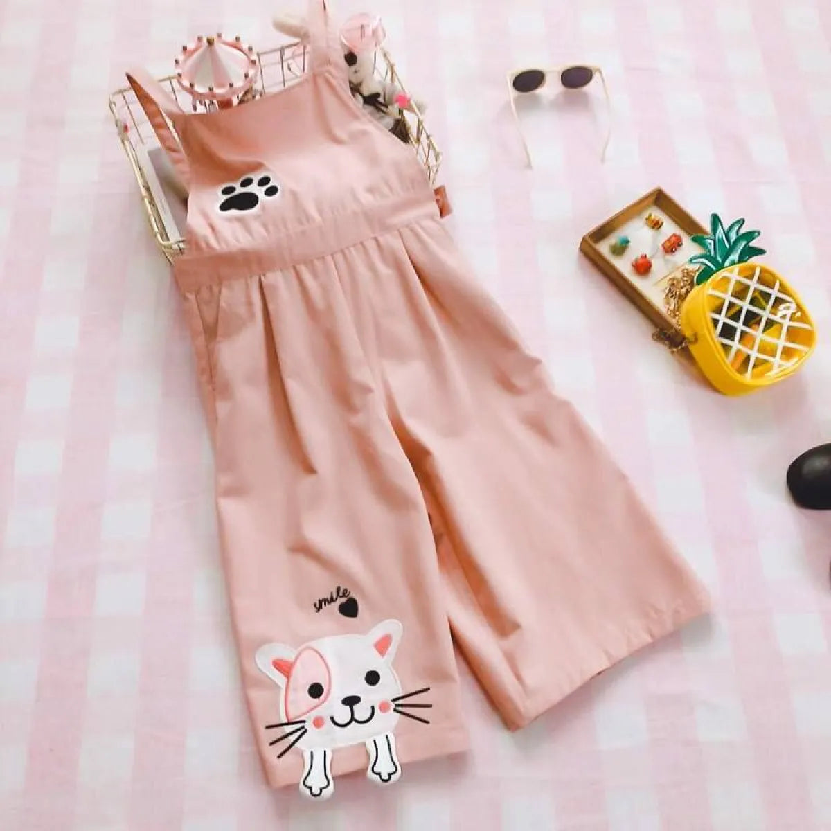 Cat Embroidered Harajuku Romper
