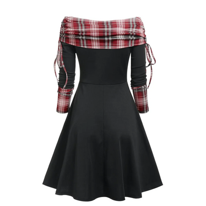 Cinched Striped Flare Dress