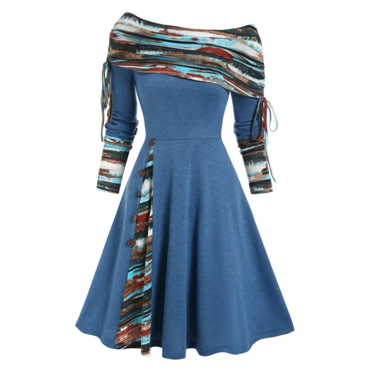 Cinched Striped Flare Dress