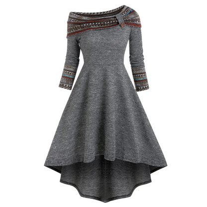 Cinched Striped Flare Dress