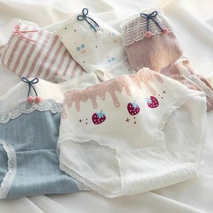 5-Pack Cotton Panties for Women - Plus Size Cute Soft Briefs Sexy Lingerie