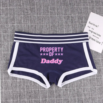 "PROPERTY OF DADDY" BoyShort - Cute Cotton Women's Underwear