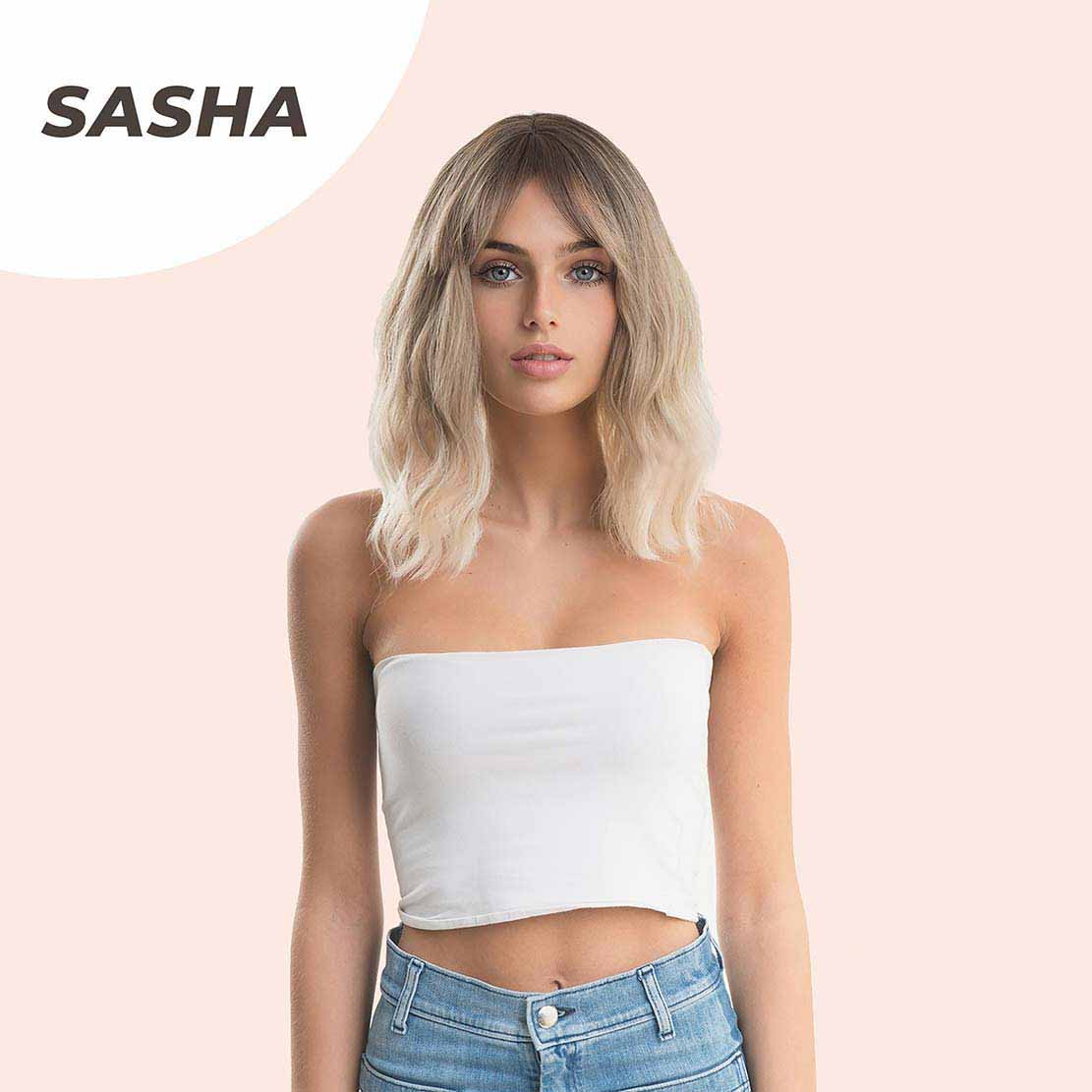 JBEXTENSION 14 Inches Short Hair Mix Blonde Balayage Body Wave Wig SASHA