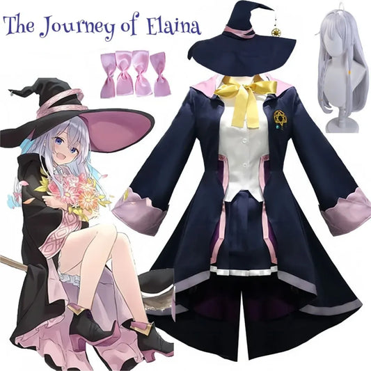 The Journey of Elaina Cosplay Costume - Witch Hat, Wig, Party Dress