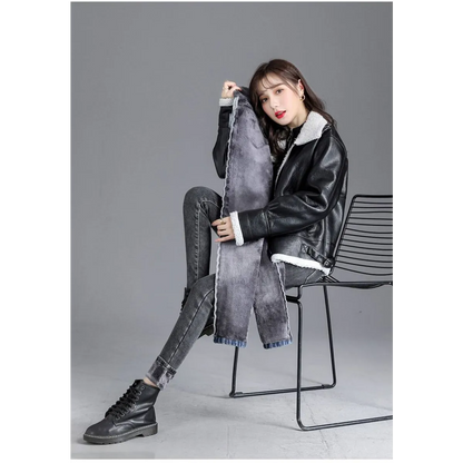 Thick Fleece High-waist Skinny Jeans