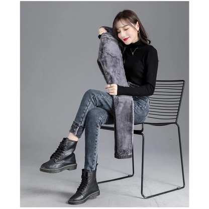 Thick Fleece High-waist Skinny Jeans