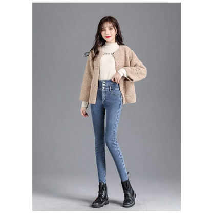 Thick Fleece High-waist Skinny Jeans