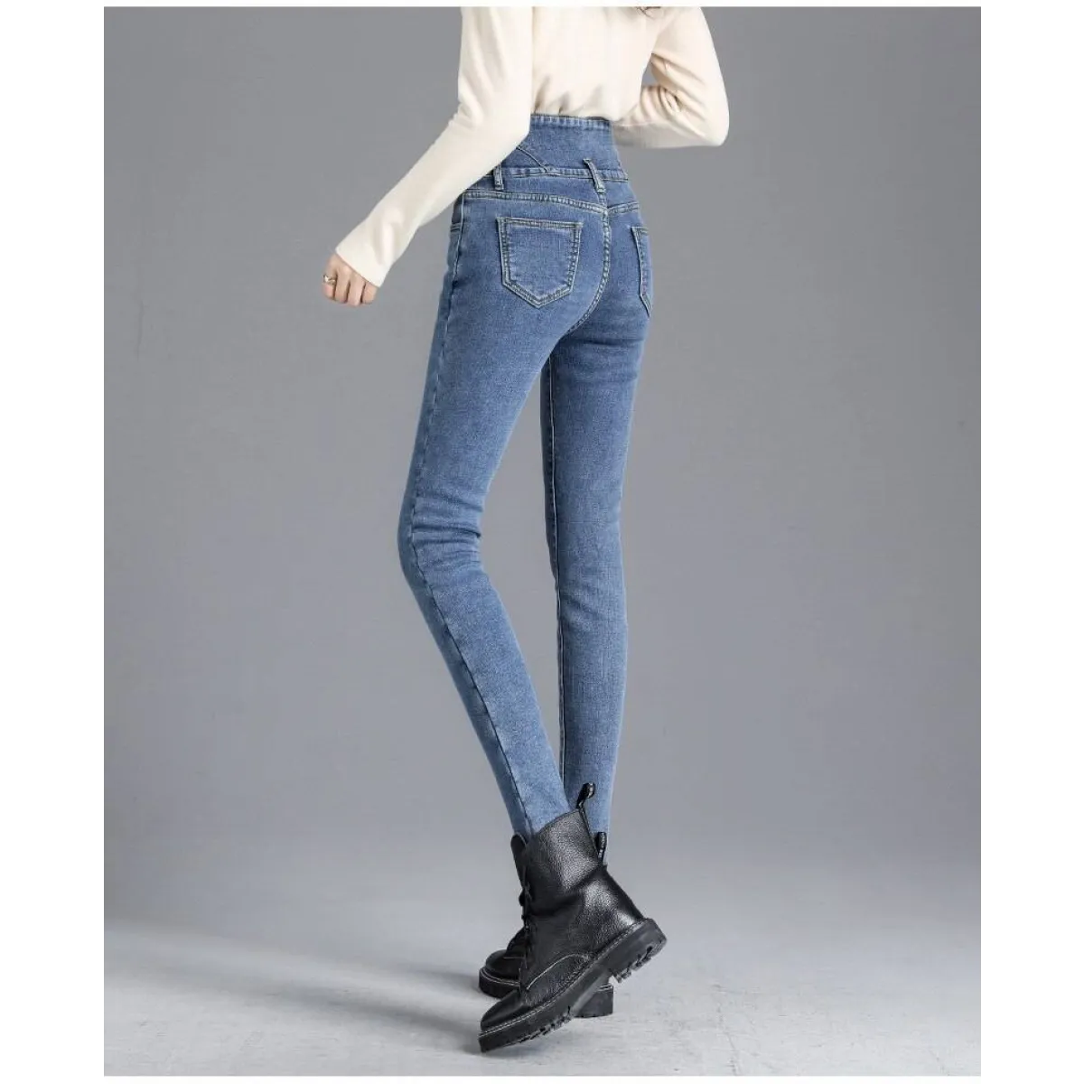Thick Fleece High-waist Skinny Jeans