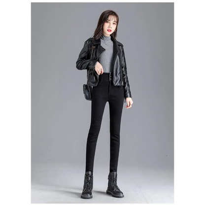 Thick Fleece High-waist Skinny Jeans