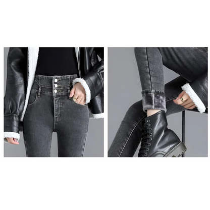 Thick Fleece High-waist Skinny Jeans