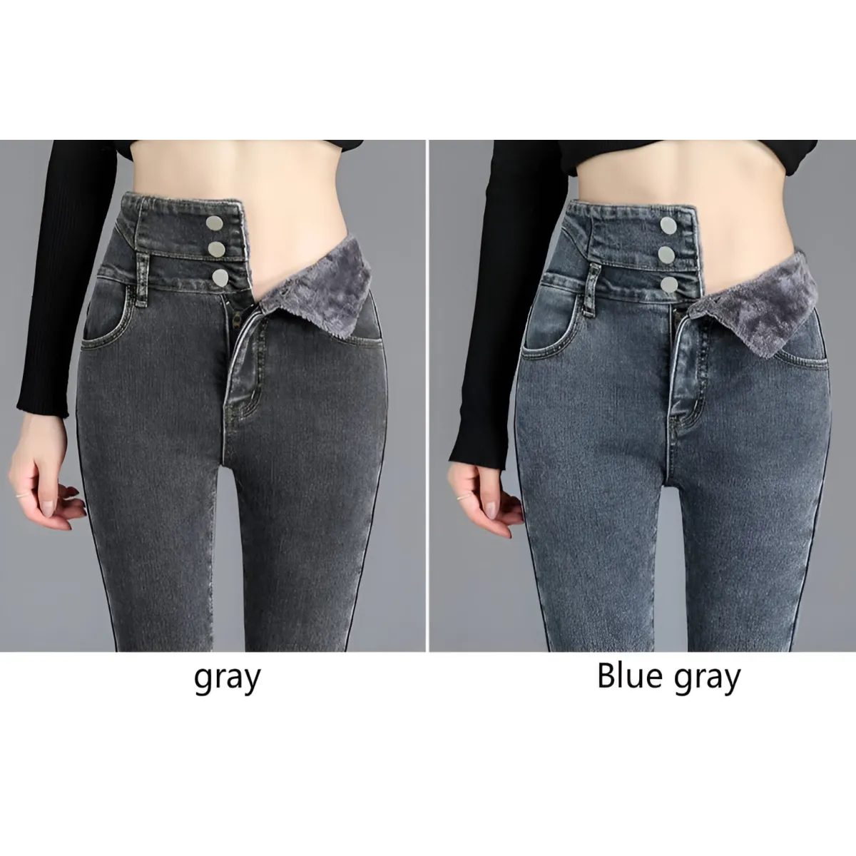 Thick Fleece High-waist Skinny Jeans