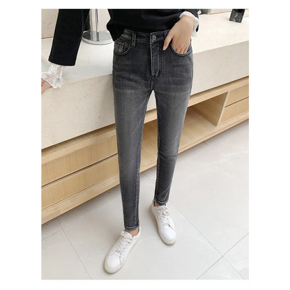Thick Fleece-Lined High Waist Jeans