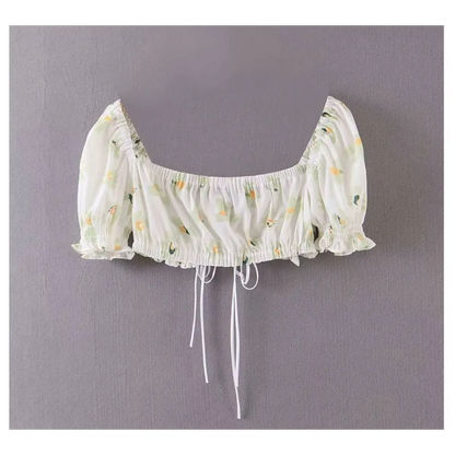 Women's Floral Printed Chiffon Crop Top