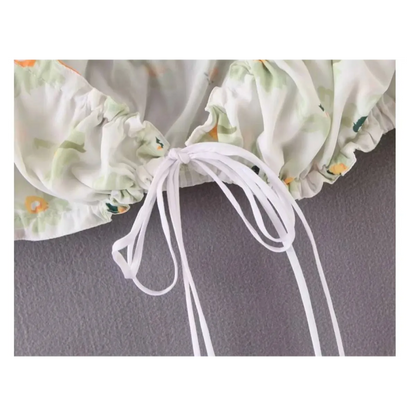 Women's Floral Printed Chiffon Crop Top
